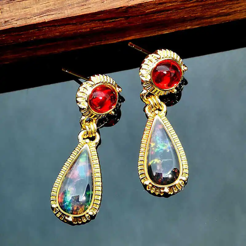 

Ruby Dangle Woman Earrings Jewelry Cut Ear Studs Fashion Pear