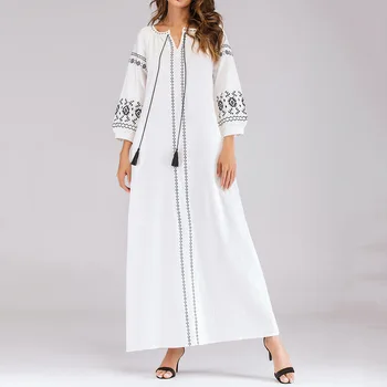 

Summer Muslim Dress Women Long Sleeve Islamic Dubai Abayas Kimono Indonesia Oversized Casual Robe Kaftan Maxi Dresses 2XL