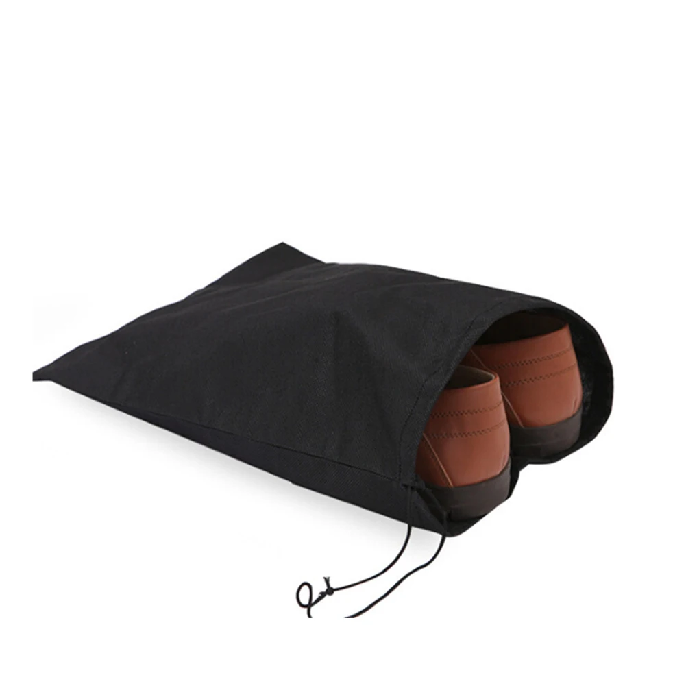

2pcs Dust Proof Travel Non Woven Environmental Home Drawstring Durable Black Portable Shoes Organizer Storage Case