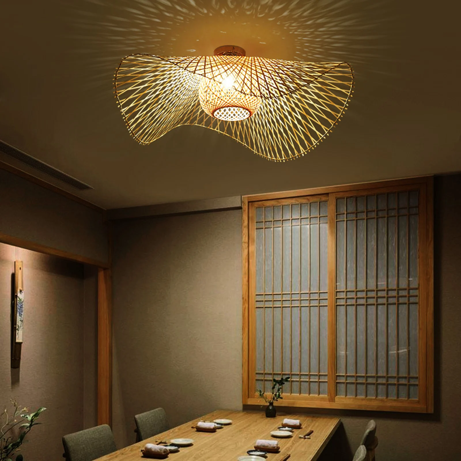 Rattan Woven Lamp Shade Restaurant Hotel Office Bedrooms Lighting Shades 2