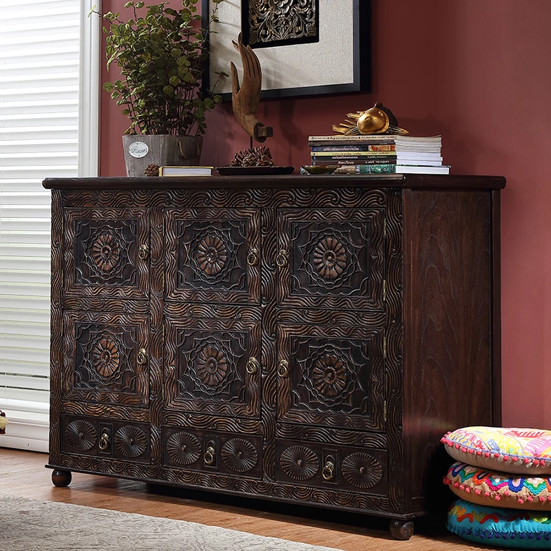 Thai Solid Wood Cabinet with Drawer Screen Cabinet Southeast Asian Style Chinese Furniture Entrance