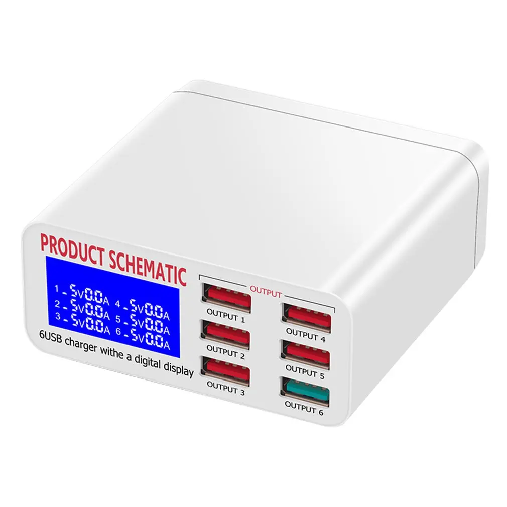 AU 220V Lcd мульти быстрое зарядное устройство USB зарядное устройство несколько 6 USB зарядная станция для телефона универсальное usb-хаб умное зарядное устройство - Тип штекера: AU 220V