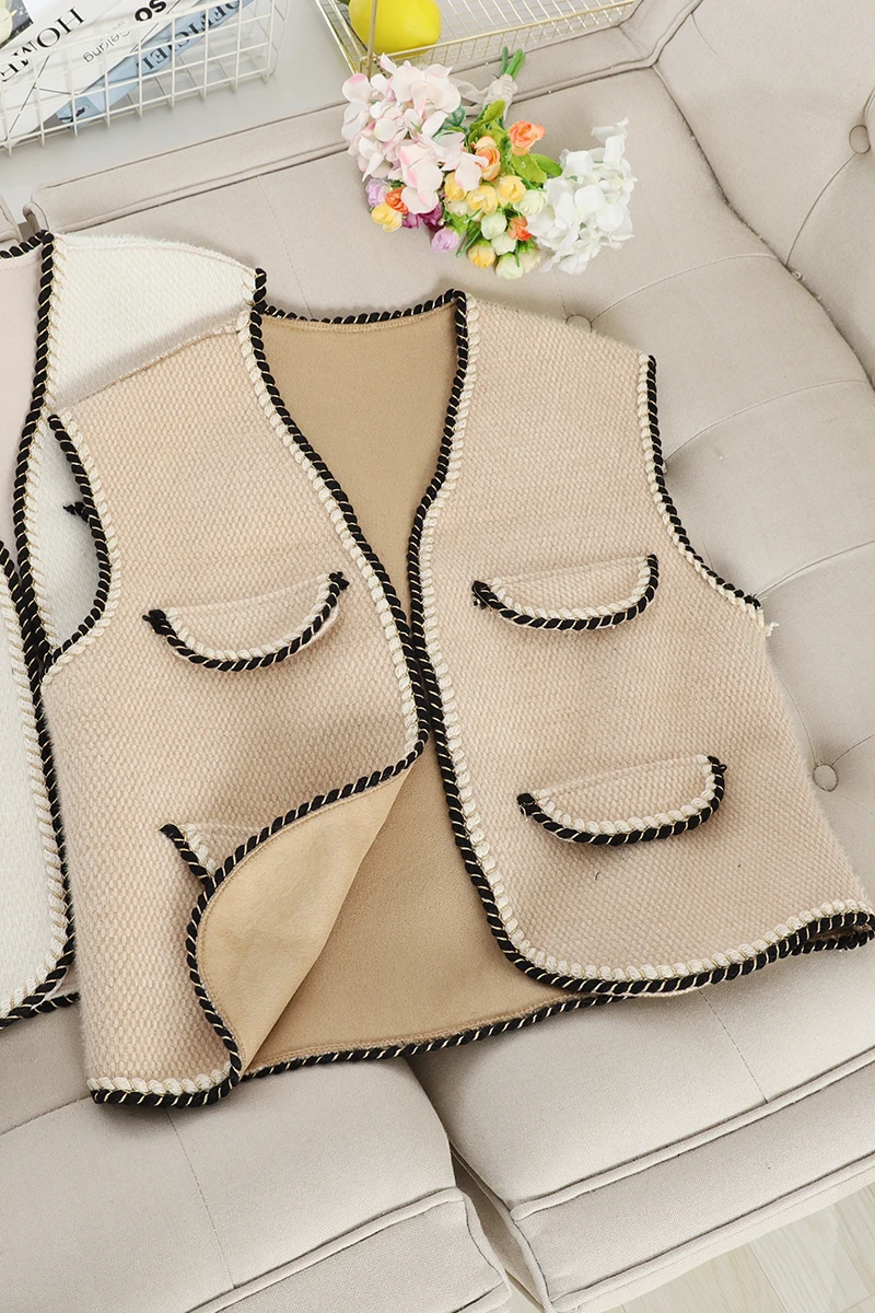Для женщин хит цвет зимнее пальто без рукавов; зимнее Утепленная одежда зимний жилет пальто кардиган Для женщин Свободные толстый модный жилет с карманами