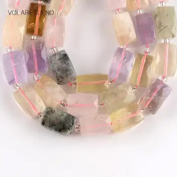 

Natural Stone Color Quartzs Cuboid Shape Faceted Beads Spacer Loose Beads For Jewelry Making 5*10mm Diy Bracelet Jewellery 15"