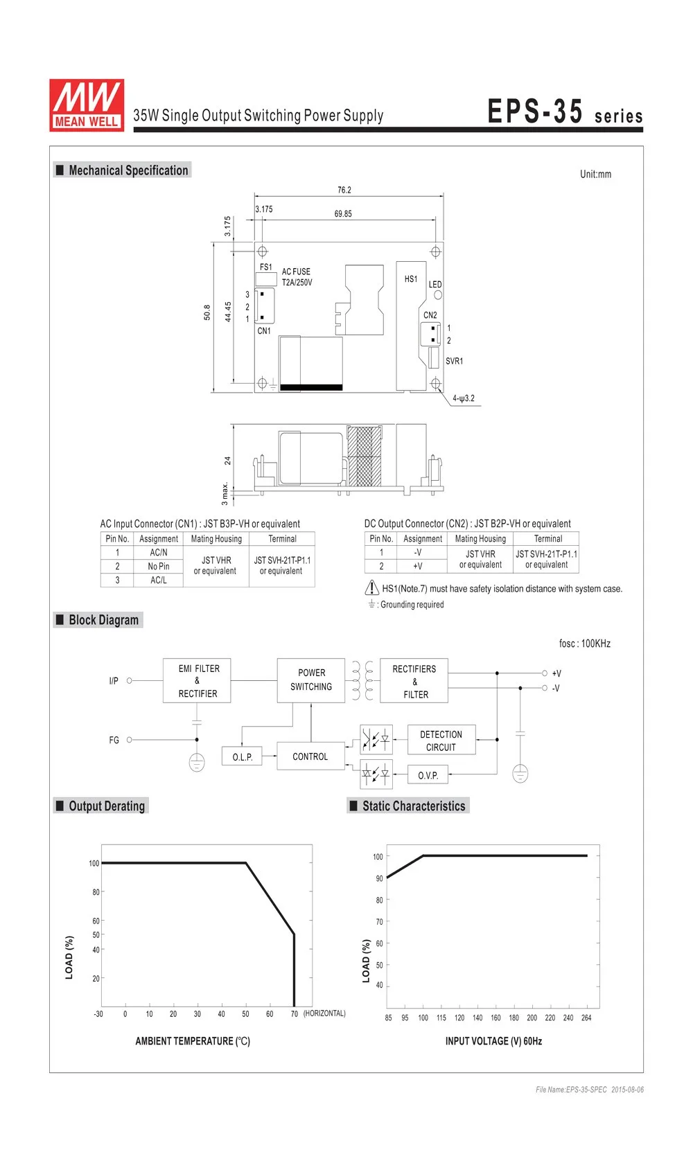 Блок питания Mean well EPS-35 с одним выходом, источник питания ...
