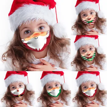 

1Pcs Children's Christmas Funny Face Mask Scarf Breathable Cycling Outdoor Mouth Cover Exhaust Sunscreen mascarilla reutilizable