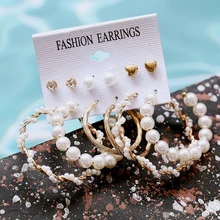 17 миля Кристалл жемчужные серьги-гвоздики Комплект сережек для женщин богемные серьги комплект большие серьги Серьги Brincos женские DIY Модные украшения