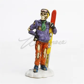 

Creative Skull Art Sculpture Art Ski Skeleton Figurines Figure Statue Resin Craft Home Decor Interior Showpiece R5142