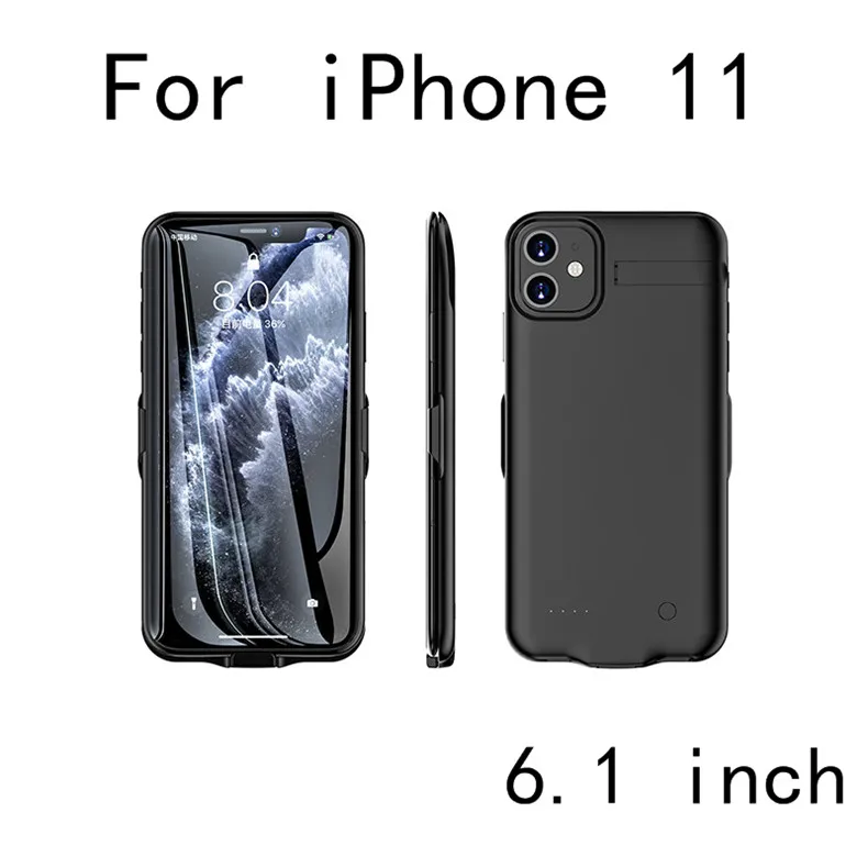 Для iPhone 11 Тонкий чехол для зарядного устройства s power Bank чехол для iPhone 11 Pro Max чехол с зажимом для задней панели чехол с подставкой для зарядки - Цвет: For iPhone 11-Black