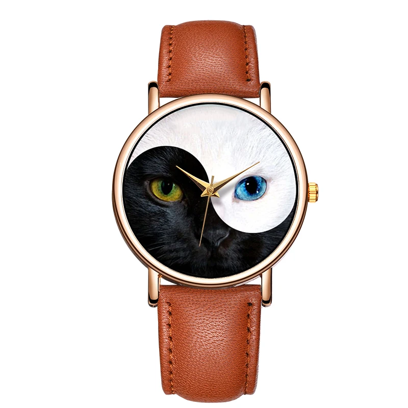 

2020 New Fashion Watch Women Ladies Creative Cute Cat Watches Women's Casual Quartz Leather Retro Clock Reloj Mujer Montre Femme