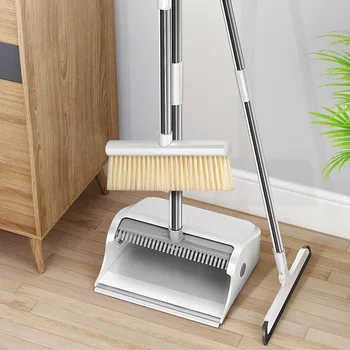 

Magnetic Broom Dustpan Suit Combination Buckle Design Multifunctional Fast Filter Hair Standing Dustpan Rotatable Foldable Broom