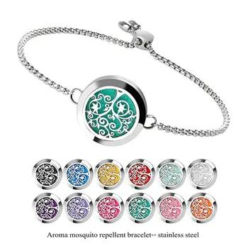 

25mm Hollow Tree of Life Essential Oil Aromatherapy Bracelet 316 Stainless Steel Mosquito Repellent Bracelet Titanium Jewelry