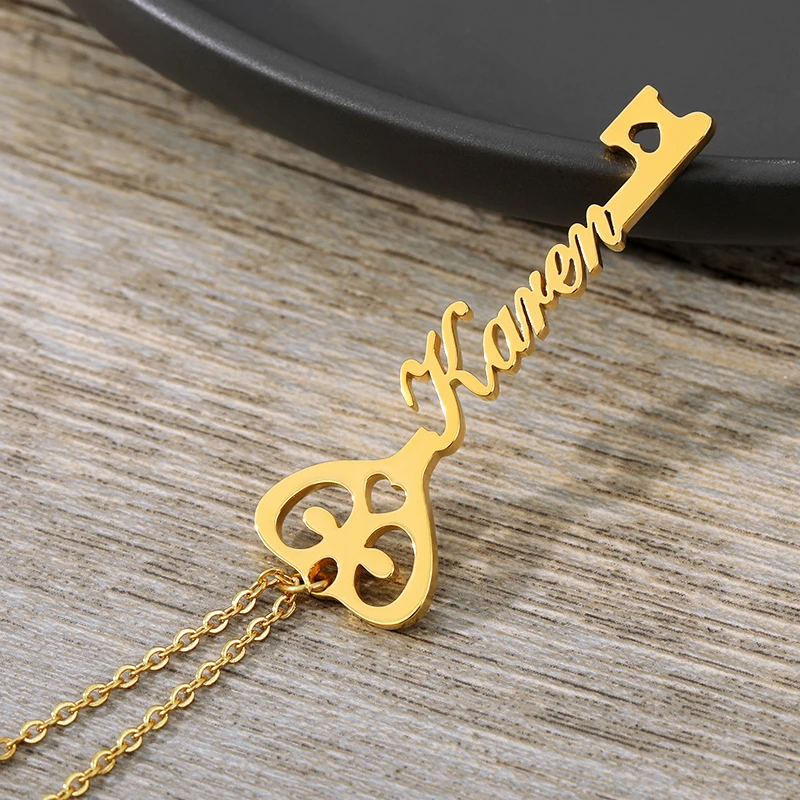 Custom Key Name Necklaces For Women Stainless Steel Choker Heart Infinity Love Key Necklace Femme Lover Christmas Jewelry Gift H6F190C32Ce4640Ff95Fef6Cb7D9A222B7
