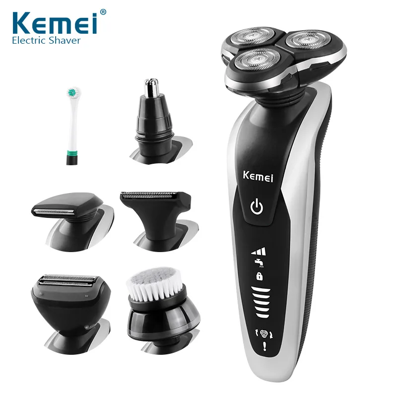

Kemei Rechargeable Shaver Multifunction Shaving Machine Men Wireless Beard Trimmer Electric Razor Four Blade Face Care Tools 42D