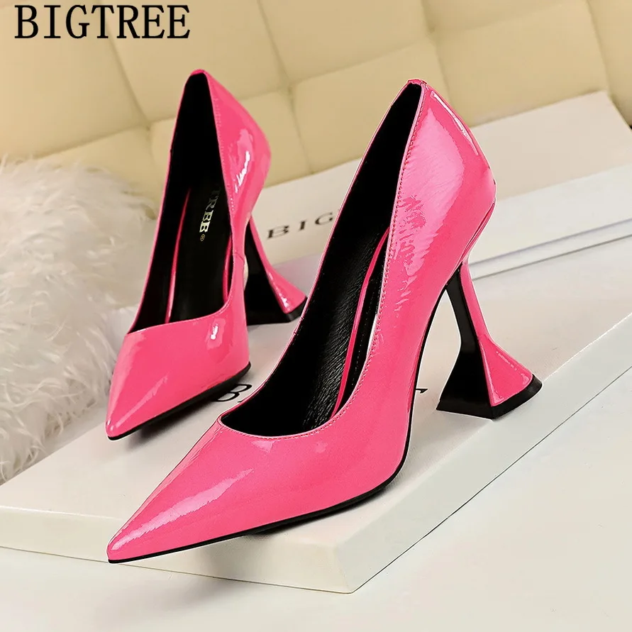 Party Shoes For Women Patent Leather Pointed Heels Office Shoes Women