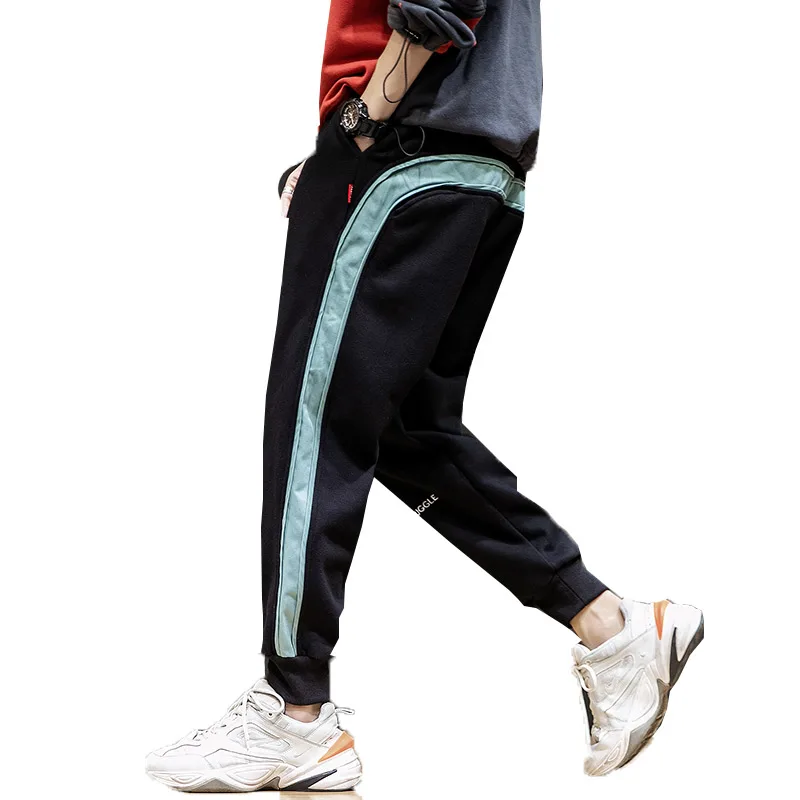 

2019 Autumn and Winter M-6xl Japanese Men's Large Splicing Pure Cotton Fleece Harlem Sweatpants