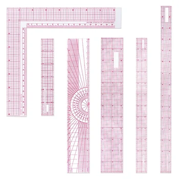

6 Pcs Beveled Transparent Ruler Plastic French Metric Ruler Sewing Rulers Measuring Tool Ruler Set for Clothes Design