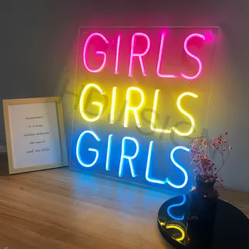 

Custom Waterproof Flex Led Cool Light 12V GIRL GIRL GIRL Acrylic Neon Sign Home Room Decoration Ins Party Wedding