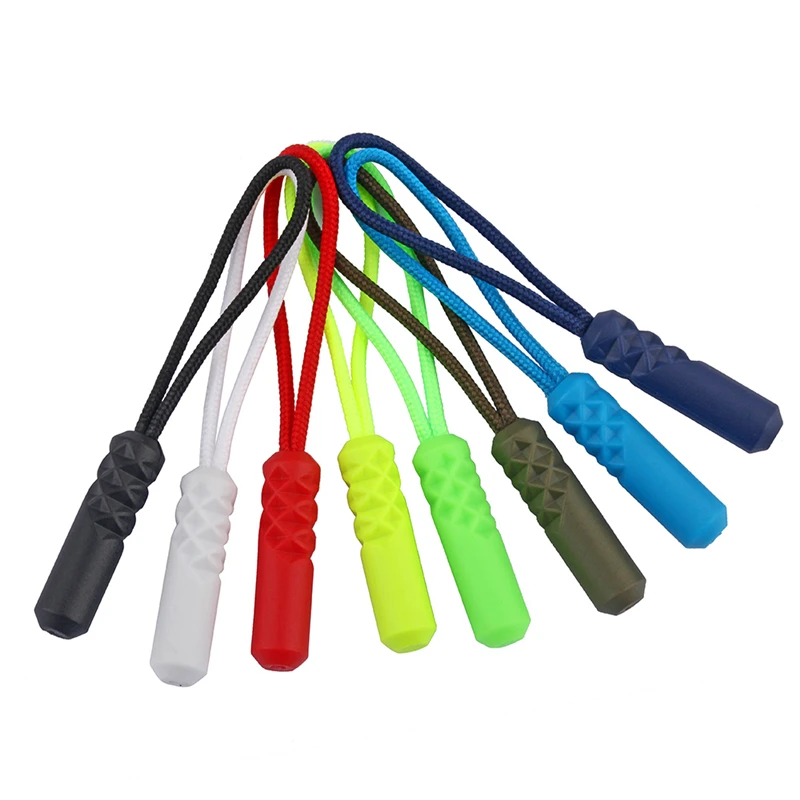 

50 Pieces High Quality PVC Zipper Pull Cord Cylinder Zipper Rope Pull Puller End Fit Rope Tag Fixer Zip Cord for Garment Bags