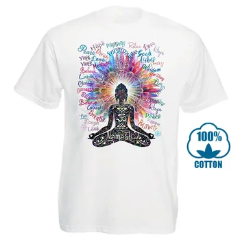 

T-Shirt Namaste Buddha Flowers Positive Quotes Colour Explosion 2019 Fashion Cotton Slim Fit Top Solid Color Company T Shirt