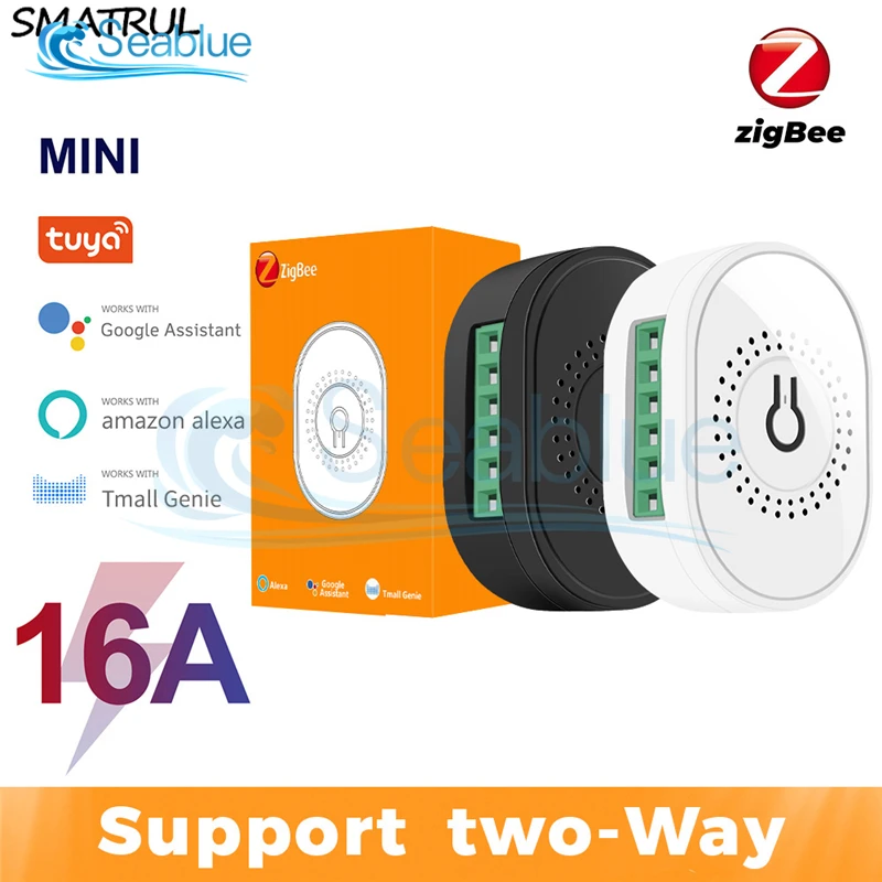 Tuya Zigbee 3.0 Mini Switch Inteligente Suporta Controle Way Módulo de Automação Doméstica Controle Duplo Dispositivo On-off 16a 240v Tmz02