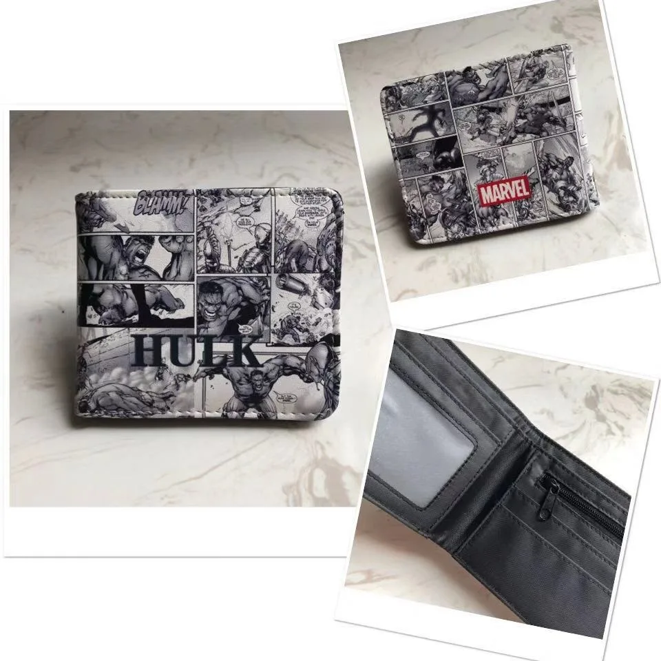 Marvel Men Wallet Q Version Captain America SpiderMan Wallet Men Comic Version Super Heroes Wallet Women with Card Holder Wallet