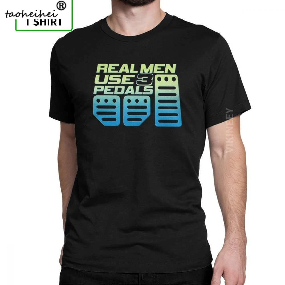 Real Men Use 3 Pedals T-Shirts for Car Fix Engineer Vintage Cotton Tees Crew Neck Short Sleeve T Shirt Plus Size Tops | Женская одежда