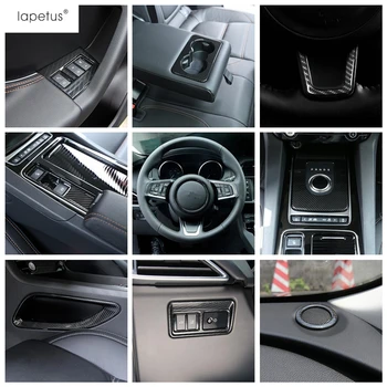 

Lapetus Carbon Fiber Interior For Jaguar F-Pace X761 2017 - 2020 Water Cup Holder / Head Lamps Switch Button Cover Kit Trim ABS