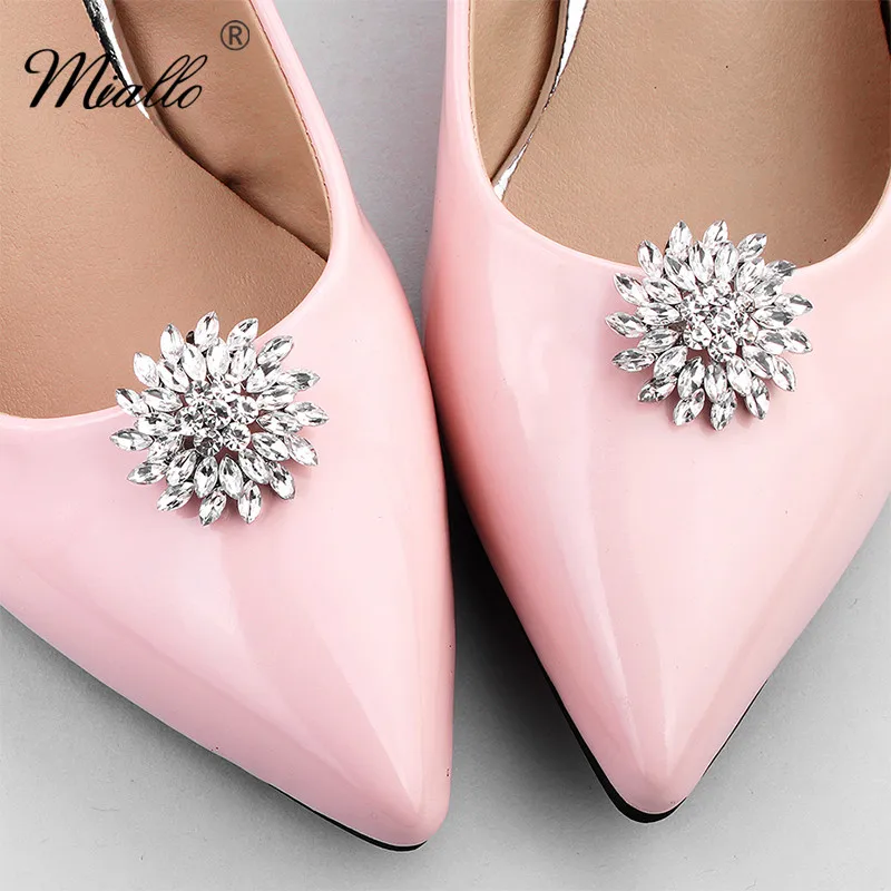 

Miallo Flowers Wedding Shoe Buckle Austrian Crystal Shoe Clips Bridal Jewelry Shoe Accessories