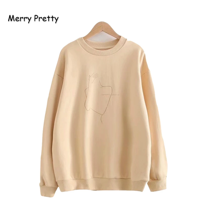 Merry Pretty, женские толстовки с мультяшным принтом Харадзюку, толстовки,, зимние, с длинным рукавом, с круглым вырезом, милые, для девушек, спортивный костюм, пуловеры