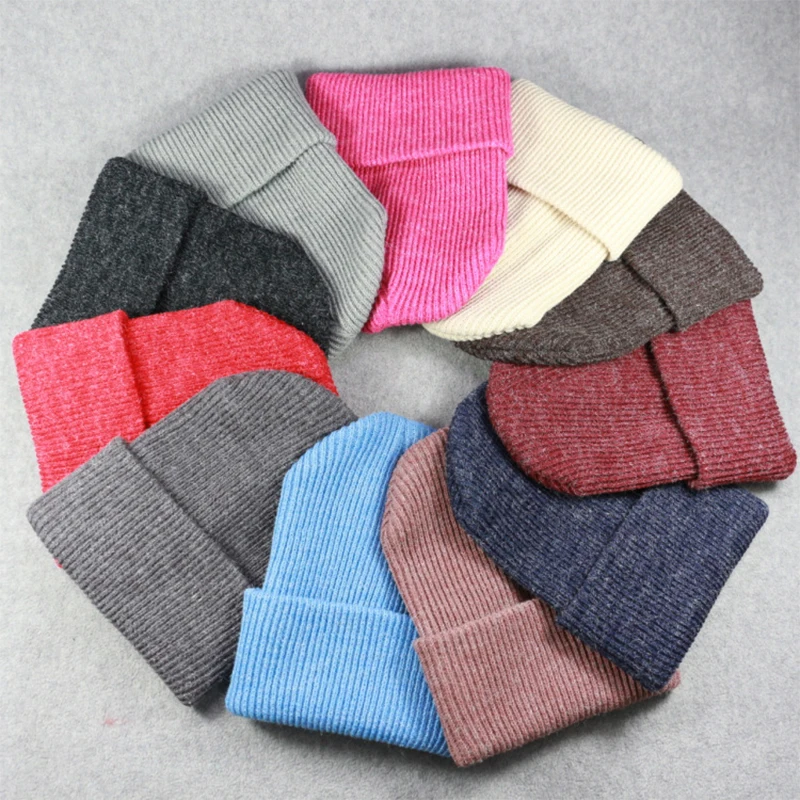 

2020 Winter Hat Soild Wool Beanie Hats For Women Men Warm Soft Skullies Knitted Hats Winter Autumn Sport Hip-Hop Casual Ski Caps