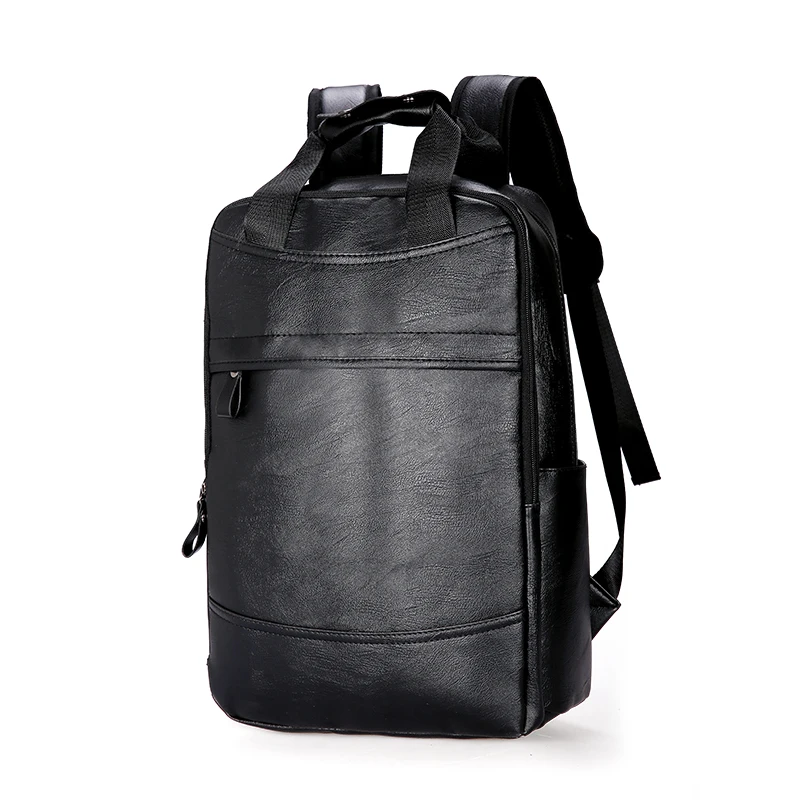 Backpack PU Leather Bagpack Large laptop Backpacks Male Mochilas Casual Schoolbag For Teenagers Boy Brown Black High quality
