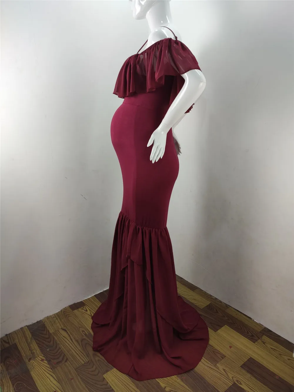 Women Dress Maternity Photography Props Mermaid Pregnancy Dresses For Photo Shoot 2019 Sexy Shoulderless Pregnant Maternity Gown (5)