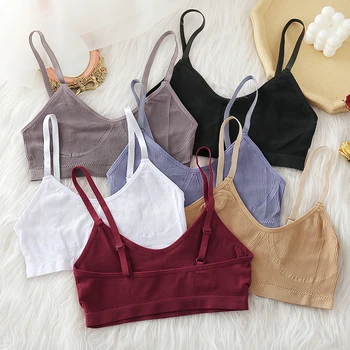 Women Tank Crop Top Seamless Underwear Female Crop Tops Sexy Lingerie Intimates Wire Free Brassiere Sleeveless Camisole
