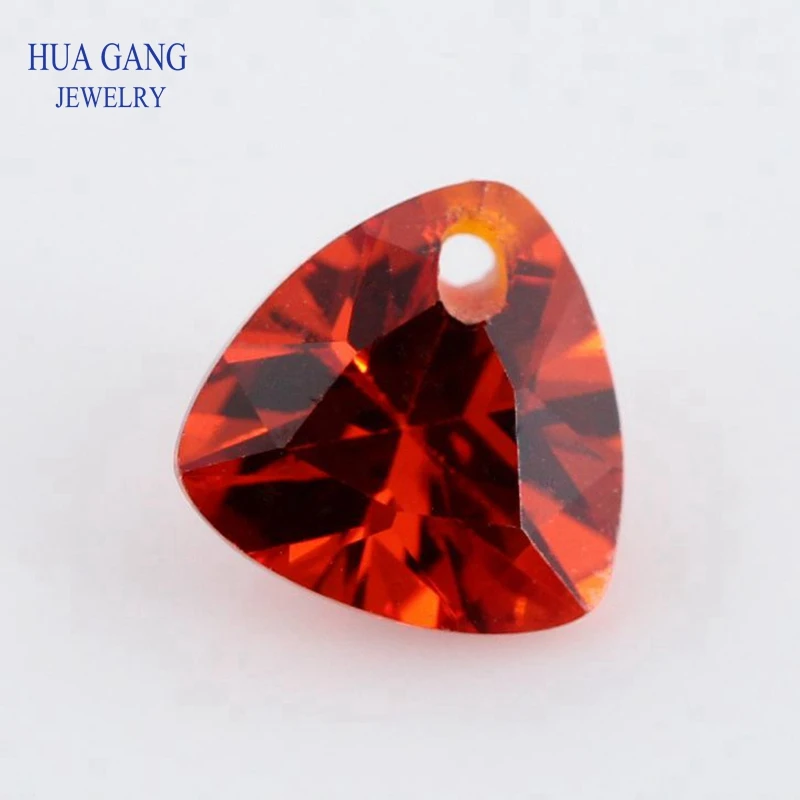 Single Hole AAAAA Trillion Shape Orange Cubic Zirconia Stone For Jewelry Making Size 4x4~12x12mm High Quality CZ Beads | Украшения и