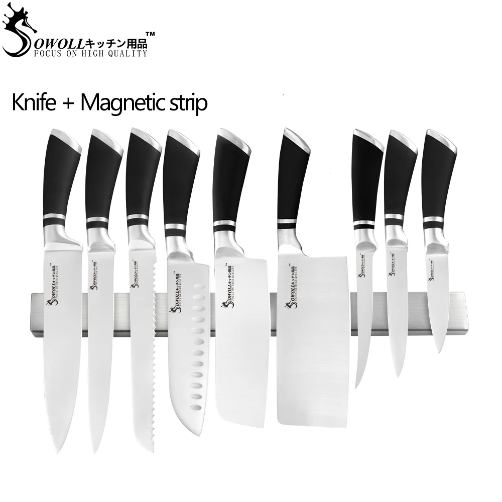 17,5 дюймов 13 дюймов набор магнитных ножей из нержавеющей стали, многоцелевой держатель для ножей, стойка для кухонной утвари, подставка для инструментов - Цвет: E10 pcs set1
