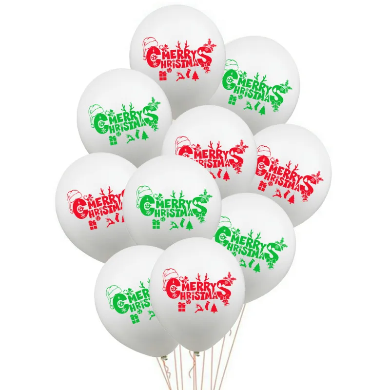 

ZLJQ Christmas Party Balloons Decorations 12inches Santa Claus Elk Snowman Tree Printed 12inch Latex Balloon Xmas Party Decor 7D