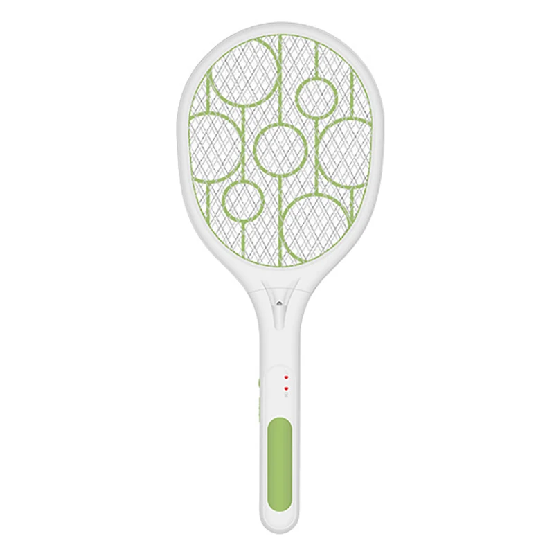 

Electric Fly Swatter Rechargeable With Led Lights Electric Bug Fly Mosquito Swatter Killer Racket 3-Layer Net Safe Green+White