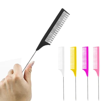 

1PCS Fine-tooth Metal Pin Anti-static Hair Style Rat Tail Comb Hairdressers Hair Styling Tool For Beauty