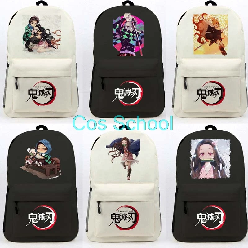 Cos School Anime Demon Slayer Kimetsu no Yaiba Backpacks Kamado Tanjirou Nezuko Backpack Nylon Casual Rucksack knapsacks