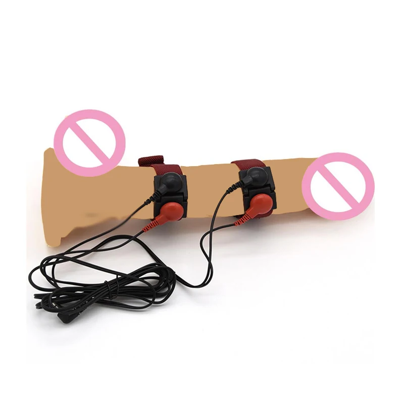 SM Electro Shock Cock Ring Conductive Fiber Penis Ring Electro Stimulate Therapy Massager Men Penis Extender Enlargement Sex Toy