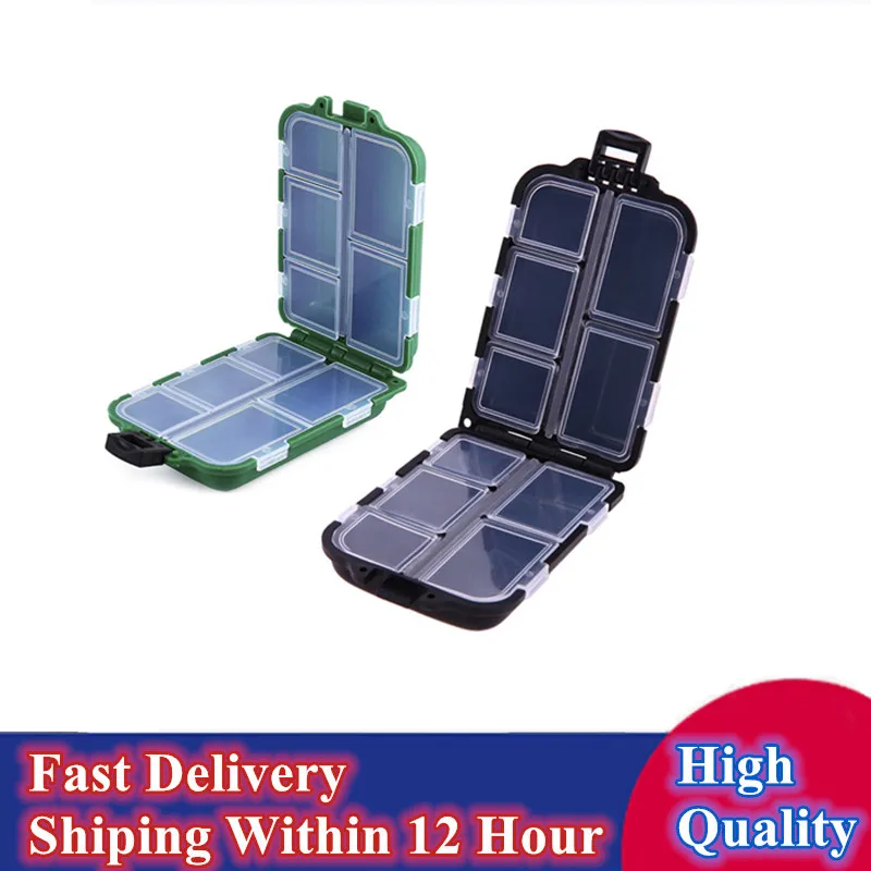 

10 Compartment Storage Box Plastic Fishing Bait Spoon Hook Bait Box Gadget Box Rectangular Fish Hook Box Fishing Tackle 2020