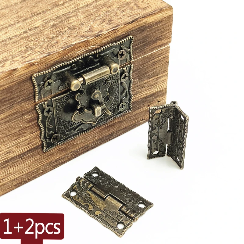 Antique Jewelry Chest Suitcase Hardware Box Hasp Furniture Buckle + Decorative Cabinet Hinges Furniture Hardware