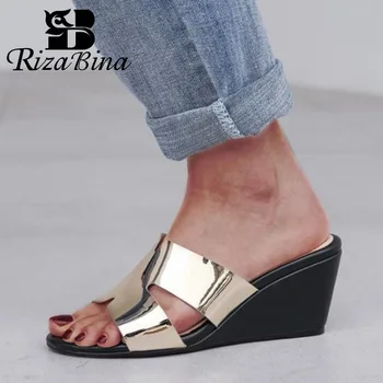 

RIZABINA New Summer Women Sandals Shoes Fashion Flat Heels Slippers Ladies' Open Toe Shoes Women Slip On Footwear Size 34-39