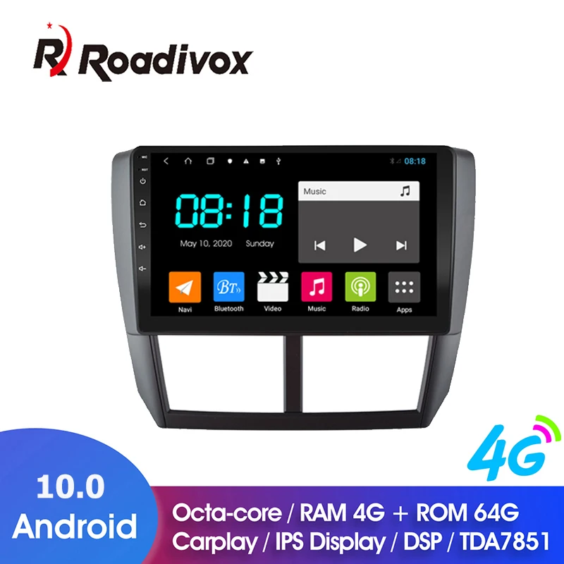 

9" Android 10.0 RAM 4G ROM 64G for Subaru Forester 2008 2012 Car Dvd Gps Navigation Radio Multimedia Player Stereo Head Unit