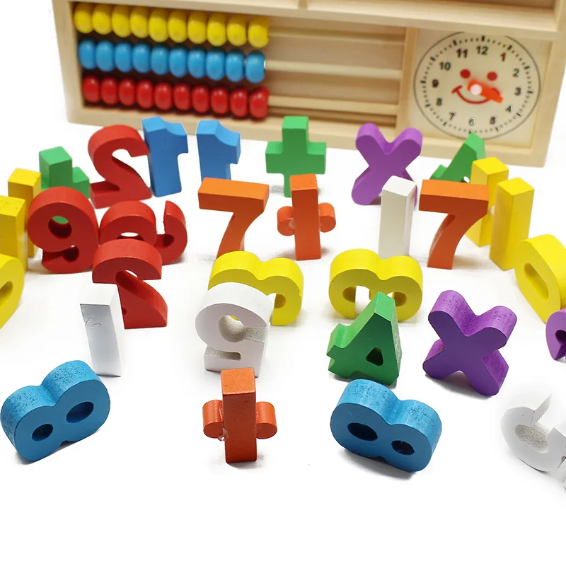 

With Numbers Educational Toy Wooden Toys Multi-functional with Numbers Box Educational Toy Abacus Calculation Alarm Clock