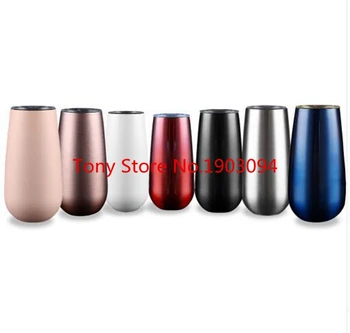 

100pcs NEW Wine Cup Champagne Beer 6oz Termos Stemless Flute Stainless Swig Tumbler Thermos Vacuum Flask Insulated