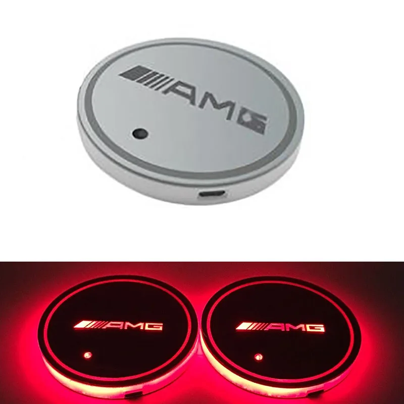 

1pcs Car USB Luminous Anti Slip Water coaster Mat Light pad for Mercedes-benzs AMG w204 w203 w212 w211 w124 w210 car Accessories