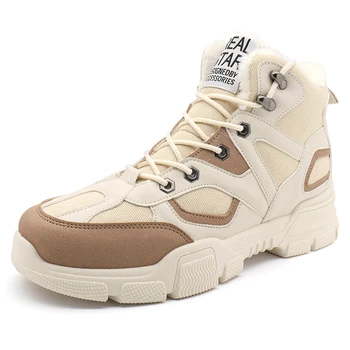 

New Men Boots Winter with Fur 2019 Warm Snow Boots Men Winter Boots Work Shoes Men Footwear Fashion Rubber Ankle Shoes 39-46