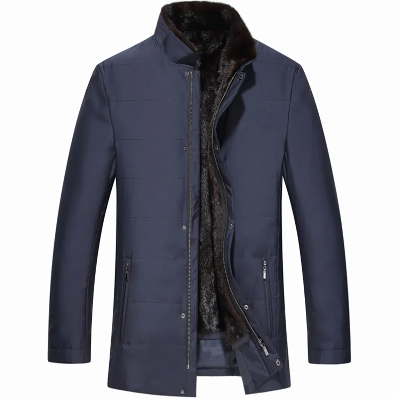Reaal пальто с мехом мужская шуба из натуральной норки Корейская зимняя куртка мужская плюс размер настоящая меховая парка для мужчин s одежда Casaco 83177 YY907 - Цвет: Navy
